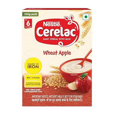 CERELAC Baby Food Cereal | No Preservatives | Wheat Apple for 6 to 24 Months Baby | Source of Iron & Protein for Babies 