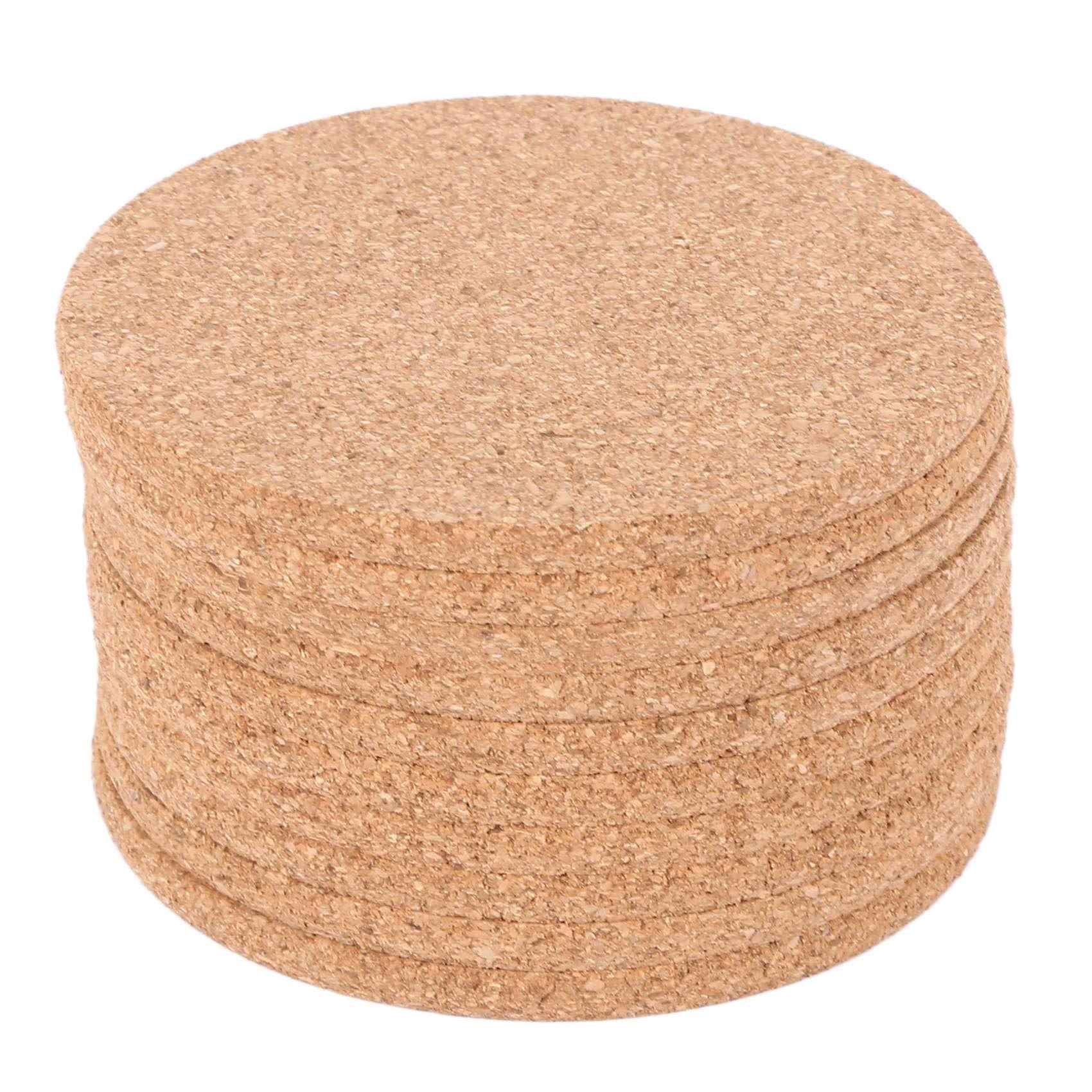 Eighosee Wood Color Cork 10 Cork Bar Drink Coasters - Absorbent And Reusable - 90Mm, 5Mm Thick