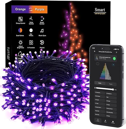 Miniatura 13 de Brizled Luces de Navidad inteligentes, 66 pies, 200 luces LED que cambian de color, aplicación y control de voz, luces de árbol de Navidad Blanco