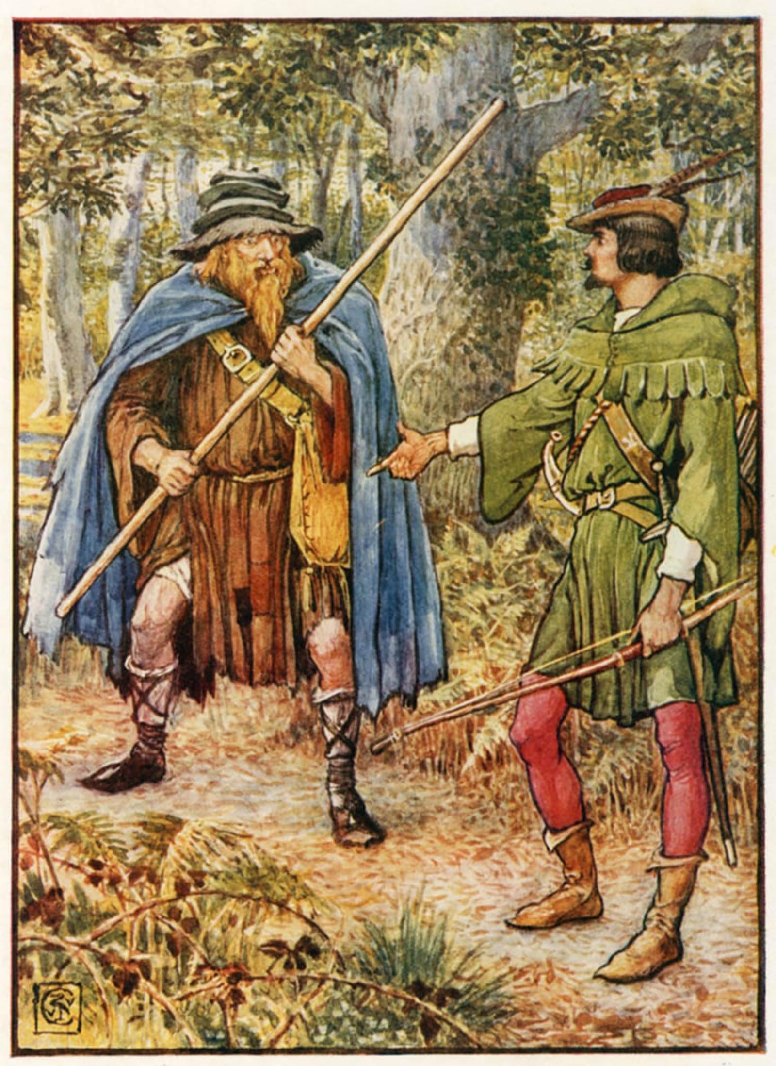 POSTERIIk Famous Animal Posters Vintage Picture Robin Hood and the Beggar spy by Walter Crane Modern Wall Decor for Home Decor 60x90cm