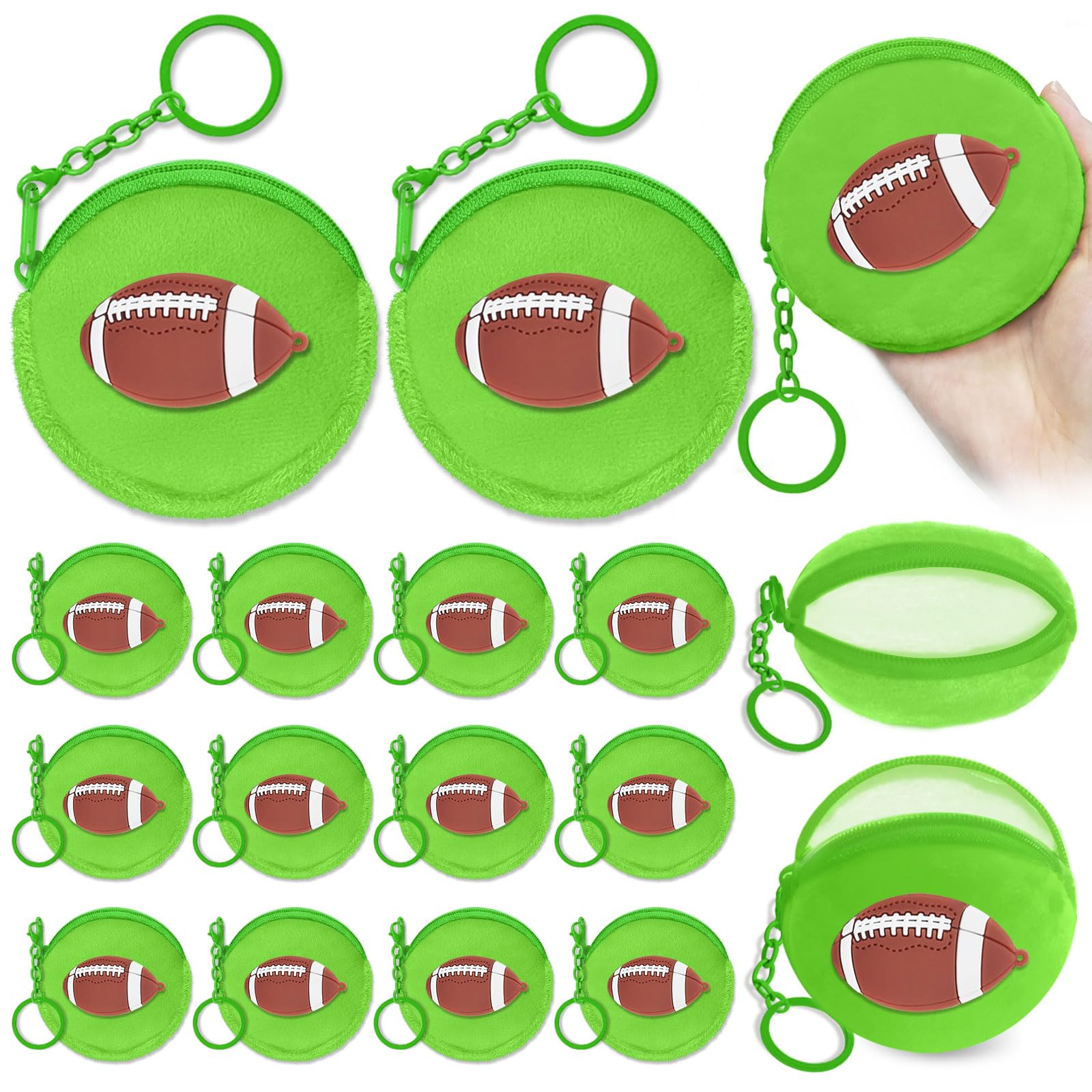 15 Pack Rugby Coin Purse with Zipper Keychain,Wallet Bag Party Favors for Rugby Birthday Party Decoration,Sports Themed Baby Shower,School Carnival Rewards,Travel,Classroom Prize-image-35