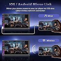 Vista 4 de Pantalla de radio estéreo de coche doble DIN Apple Carplay para receptores de audio de coche, Bluetooth Car Play Android Auto Touchscreen Link