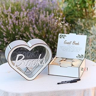 Personalized Wedding Guest Book Alternative - Rustic Wedding Decorations For Reception Inside Outside Wooden Wedding Keepsake Box - 2B1 Wedding Heart Guest Book Drop Box for Bridal Baby Shower Party