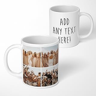 Personalised Photo Mug | Picture Mug, Add a Message | Photo Collage Mug | Photo Gifts, Photo Upload Gift | Personalised Gift, Custom Photo Present (4 Photos + A Message)