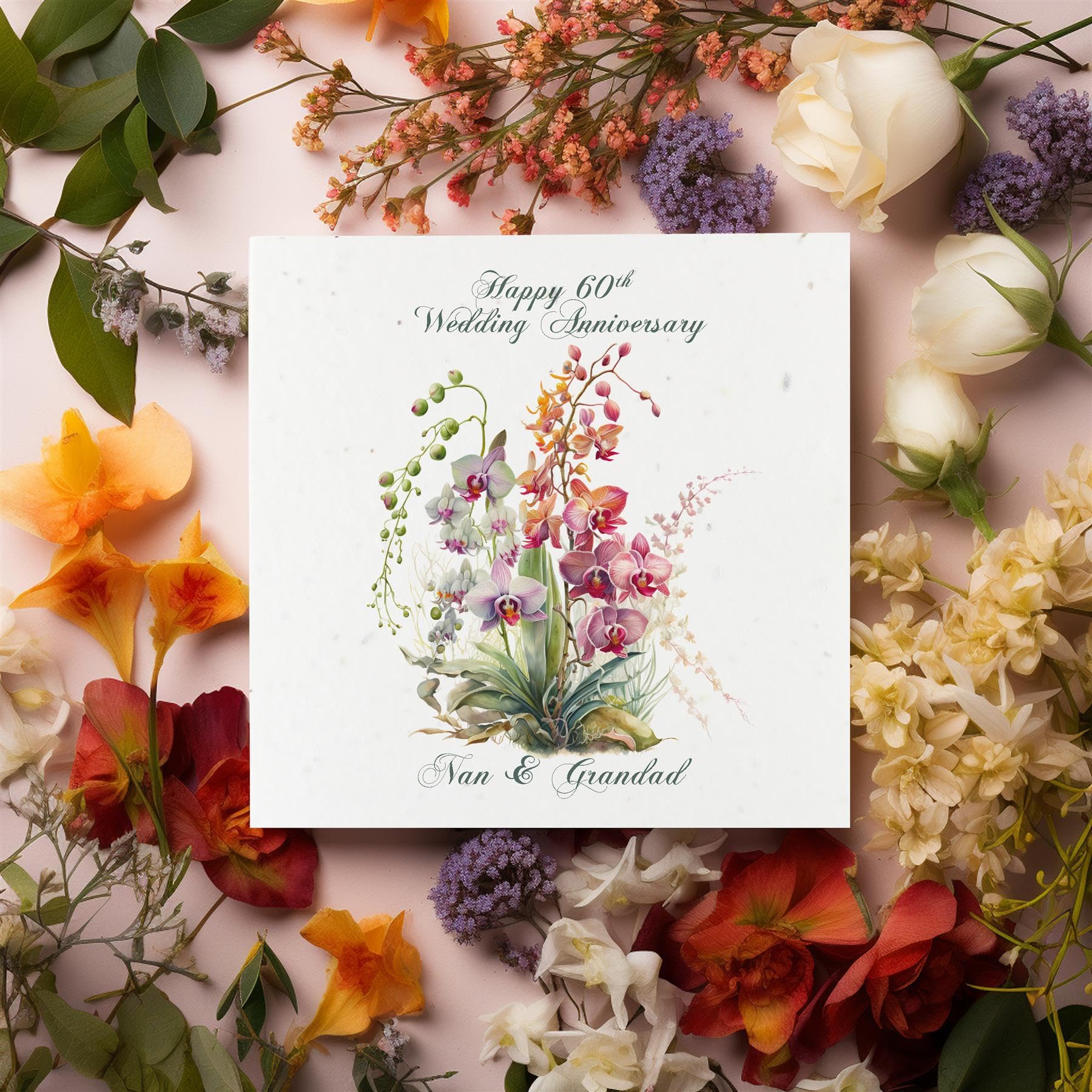 Plantable Floral Grandparents Anniversary Milestone Card, Eco-Friendly Wildflower Seeded Greeting Card - Image 3