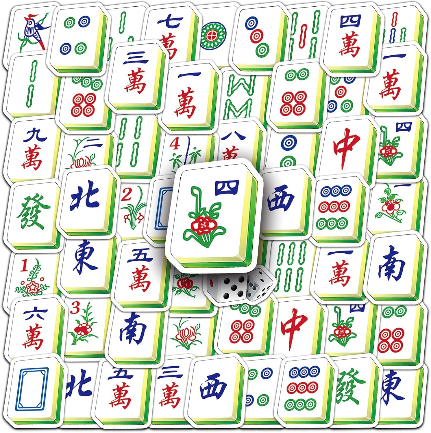 145Pcs Mahjong Stickers, Waterproof Vinyl Chinese Style Decor Decals for Laptop, Phone, Backpack, Luggage - Personalized Stickers for Kids, Adults & Mahjong Lovers(Mahjong-145)