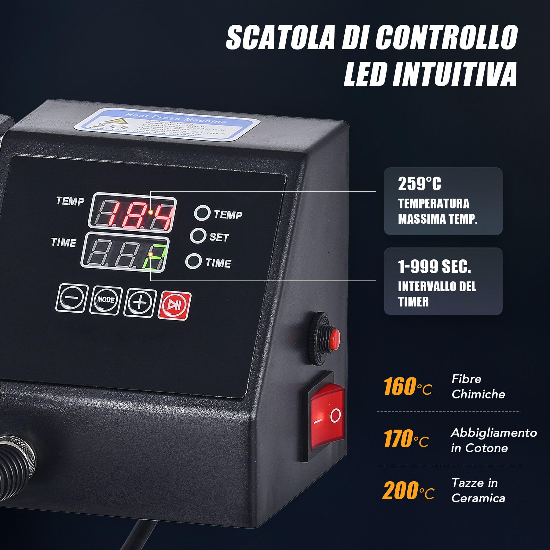 CREWORKS 8 IN1 Pressa a Caldo 38 X 38CM Pressa di Calore 1400W Termopressa Macchina per Sublimazione Digitale Rotazione a 360 Gradi Pressa a Caldo per Magliette Cappellini T-Shirt Tazze Piatti