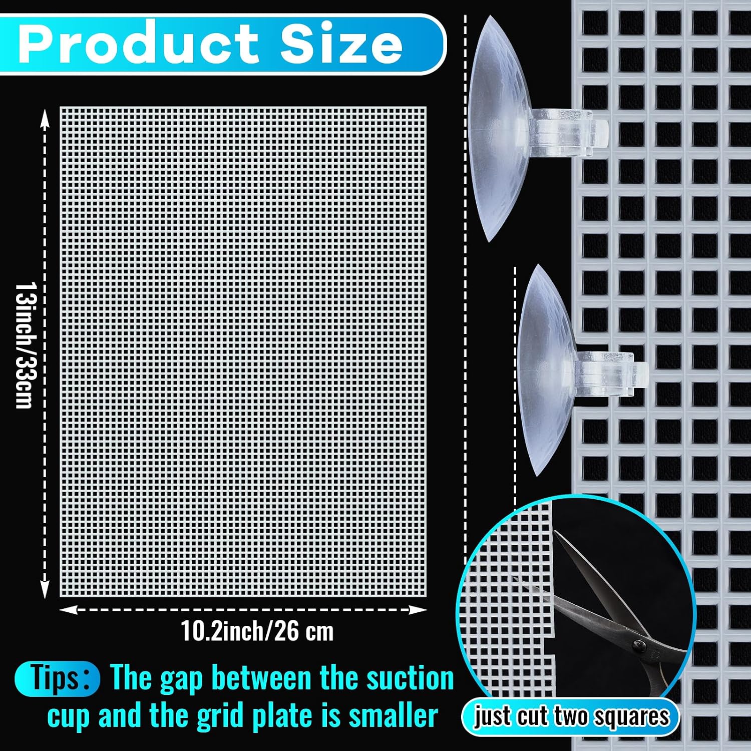 Crowye 4 Pcs Fish Tank Divider Aquarium Clear Plastic Tank Separator with 24 Suction Cup Adjustable Isolation Board Reusable for Separating Fishes