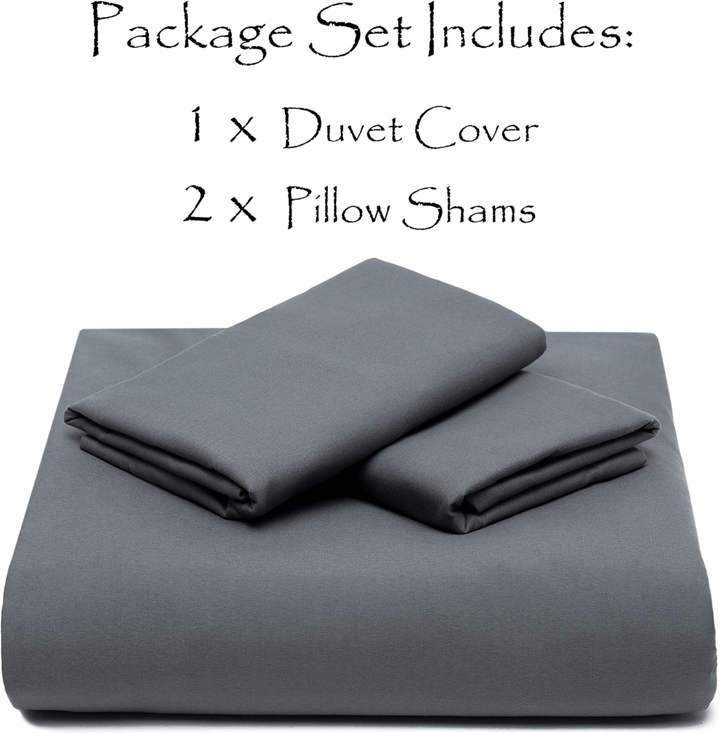 Chanasya Premium Solid Duvet Cover Set - Duvet Cover (104” x 90”) & 2 Pillow Shams (20” x 36”) - 3-Piece Set - Graphite, King Size - Image 3