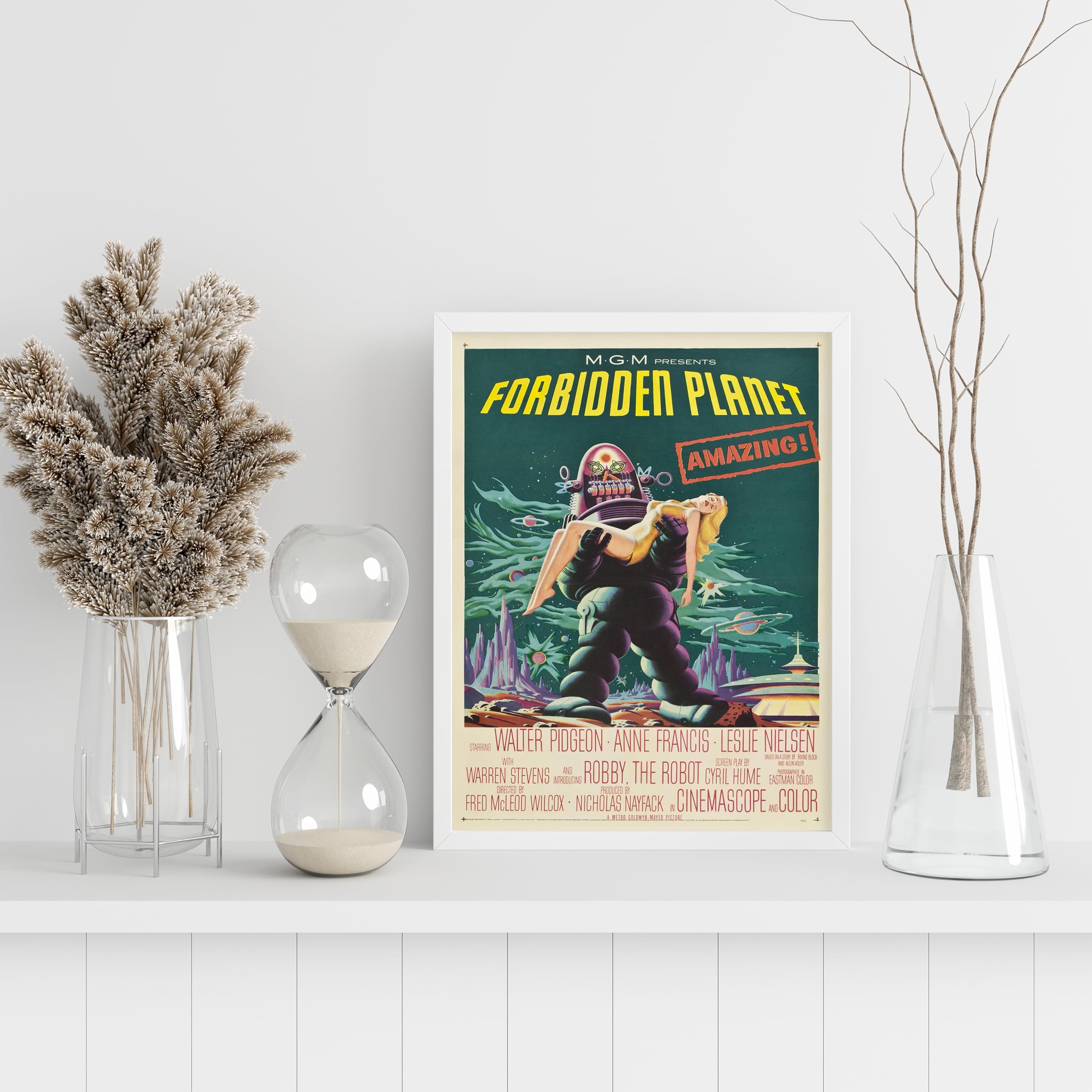 Forbidden Planet 1956 Retro-Classic Movie Framed Poster Print Wall Art Image Home Decor Artworks Framed Poster Different Sizes and Colours