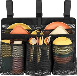 Collapsible Dish Drying Rack, Camping Dish Drying Bag, Camp Kitchen Organizer Mesh Cutlery Drain Storage for RV, Camping, Hiking, Travel, Outdoor Cooking