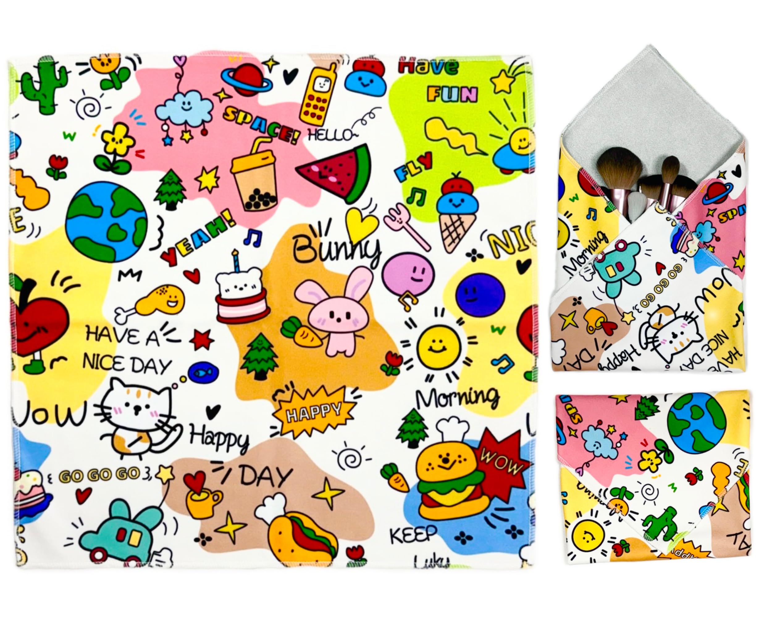 Juyanxy Self-Adhesive Magic Cloth Makeup Bag & Multi-Use Organizer|21.7"x 21.7" Portable Travel Cosmetic Bag, Camera Lens Protector, Laptop Sleeve|Pet