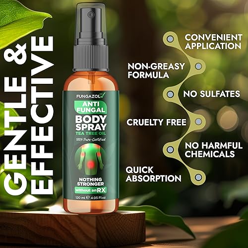 Miniatura 3 de Spray corporal con aceite de árbol de té Tratamiento antifúngico de absorción rápida para picazón en las ingles, pie de atleta, tiña y hongos en