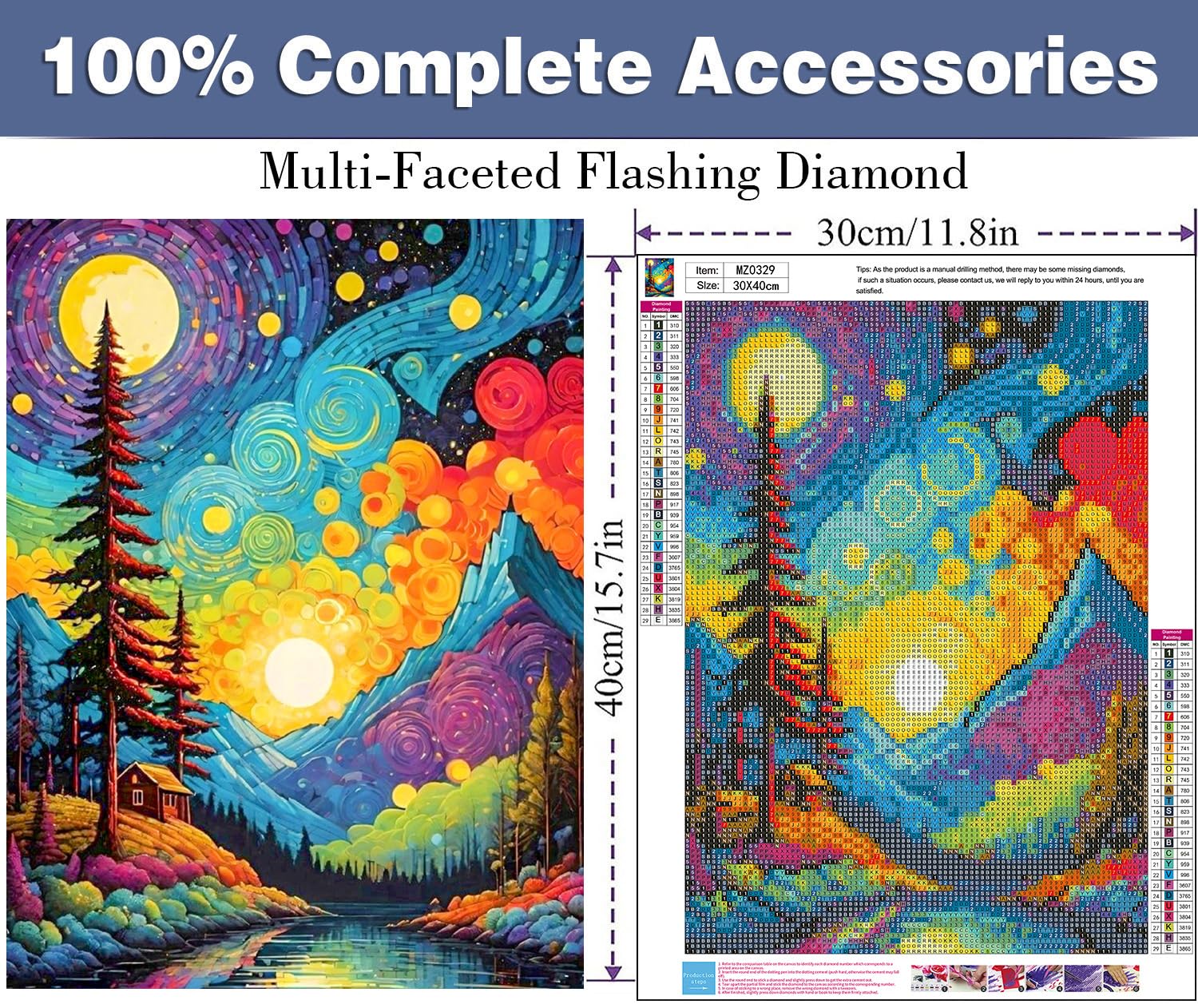 ijbnhd Van Gogh Diamond Art Kits for Adults Starry Sky Diamond Painting Kits for Adults, Full Drill Round Abstract Landscape Gem Art Kits for Home Wall Decor 12x16in