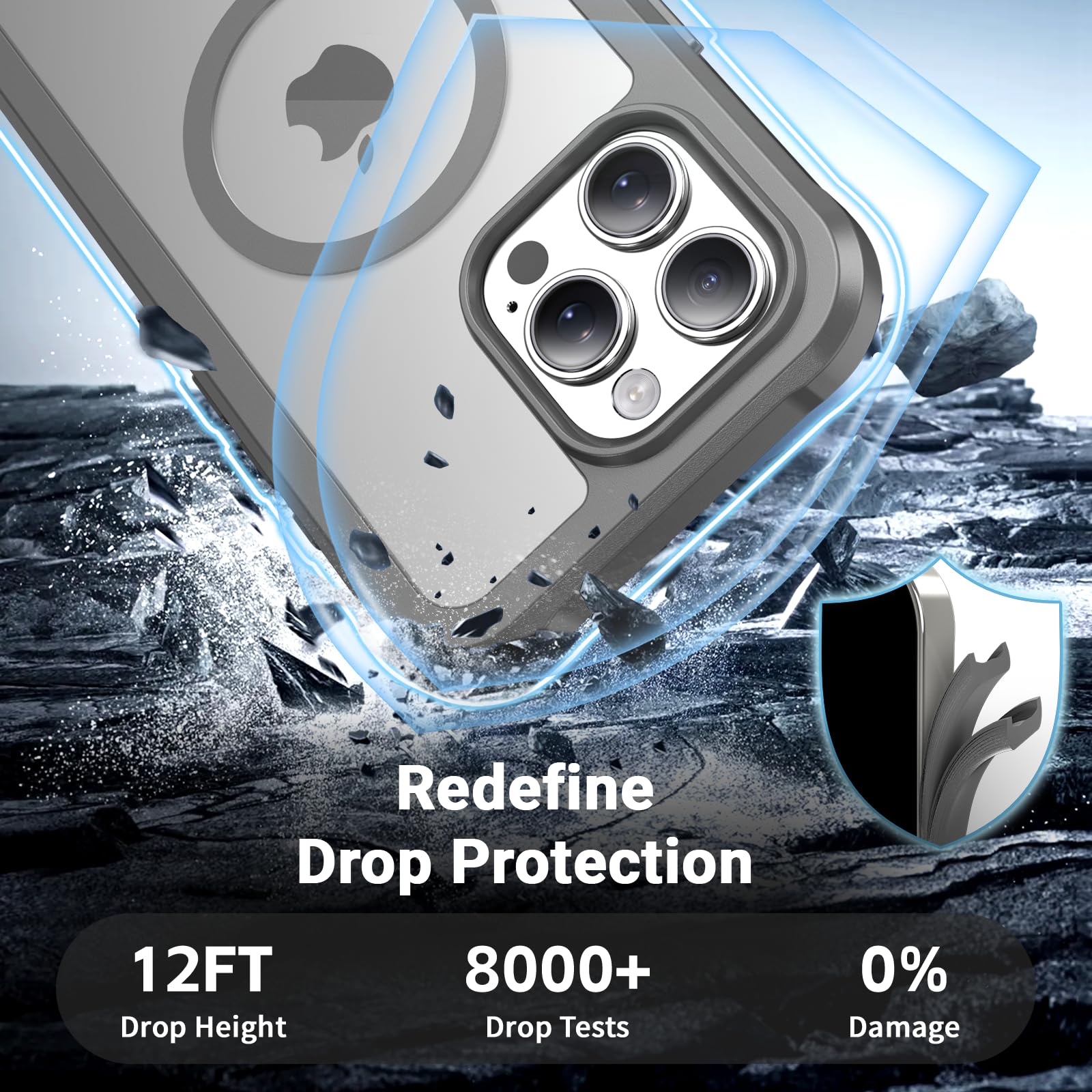 Magnetic for iPhone 16 Pro Max Case, [Compatible with MagSafe][Military Grade Drop Protection][Heavy Duty Protection][Non-Slip][Shockproof] 2-Layer Durable Bumper Phone Case 6.9''-Gray