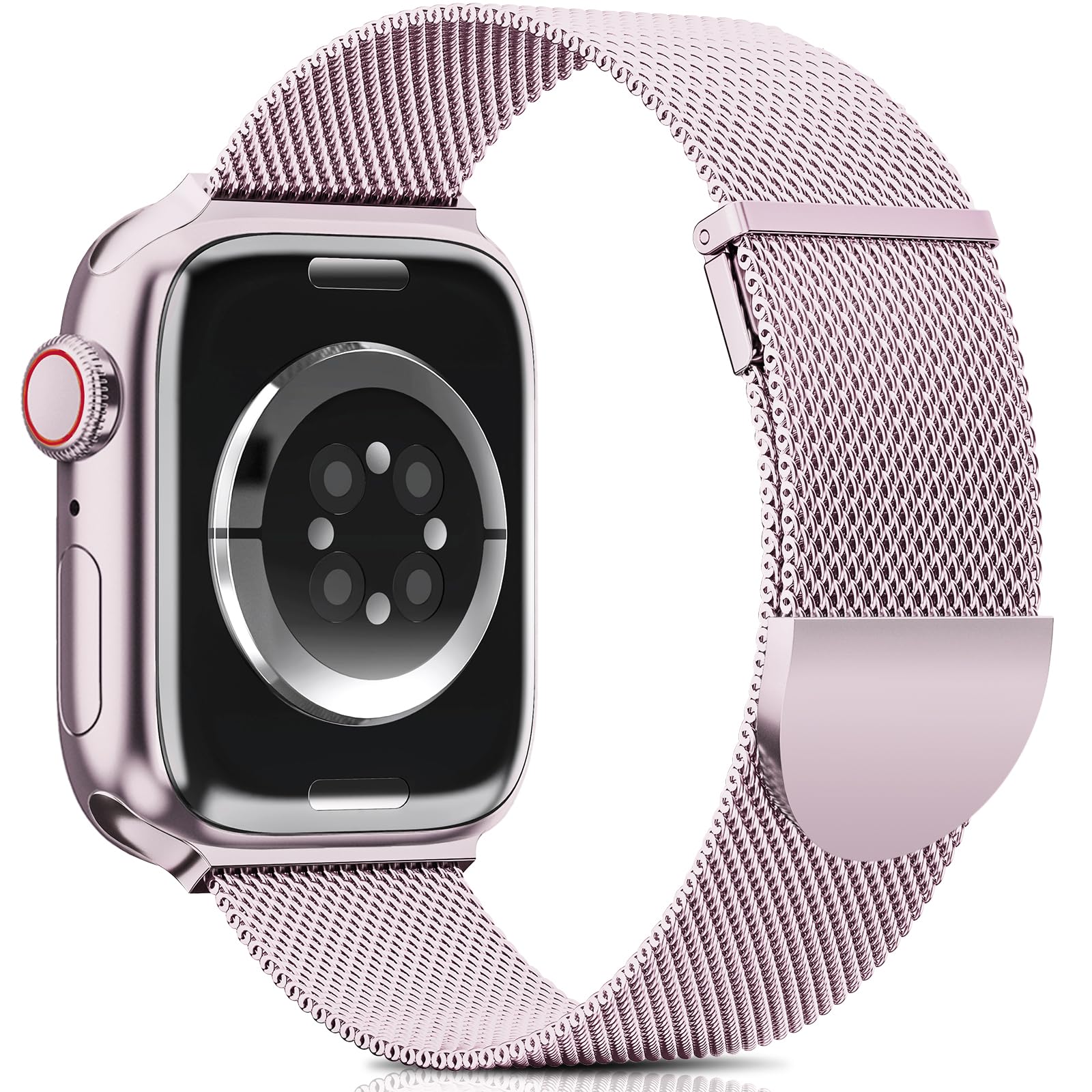 Higgs Cinturini Compatibile con Cinturino Apple Watch 44mm 45mm 42mm per Donna e Uomo, Cinturino Magnetiche Regolabili Doppie per iWatch Series SE(Second) 9 8 7 6 5 4 3 2 1, Liscio Maglia Milanese