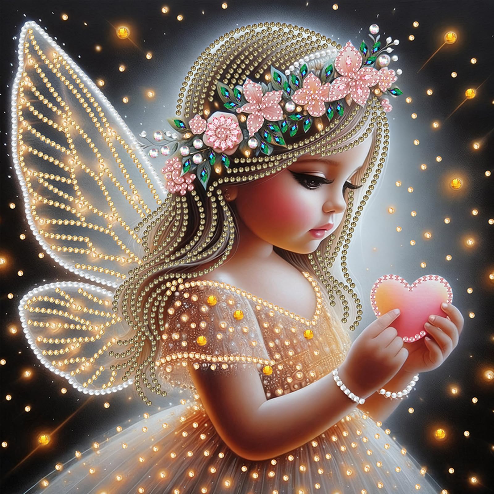 5D Special Shape Diamond Art Painting Kits for Adults – DIY Crystal Rhinestone Gem Art Craft, Diamond Mosaic Kit for Beginners, Home Wall Decor Gift 11.8x11.8 Inch(Pink Fairy Girl)
