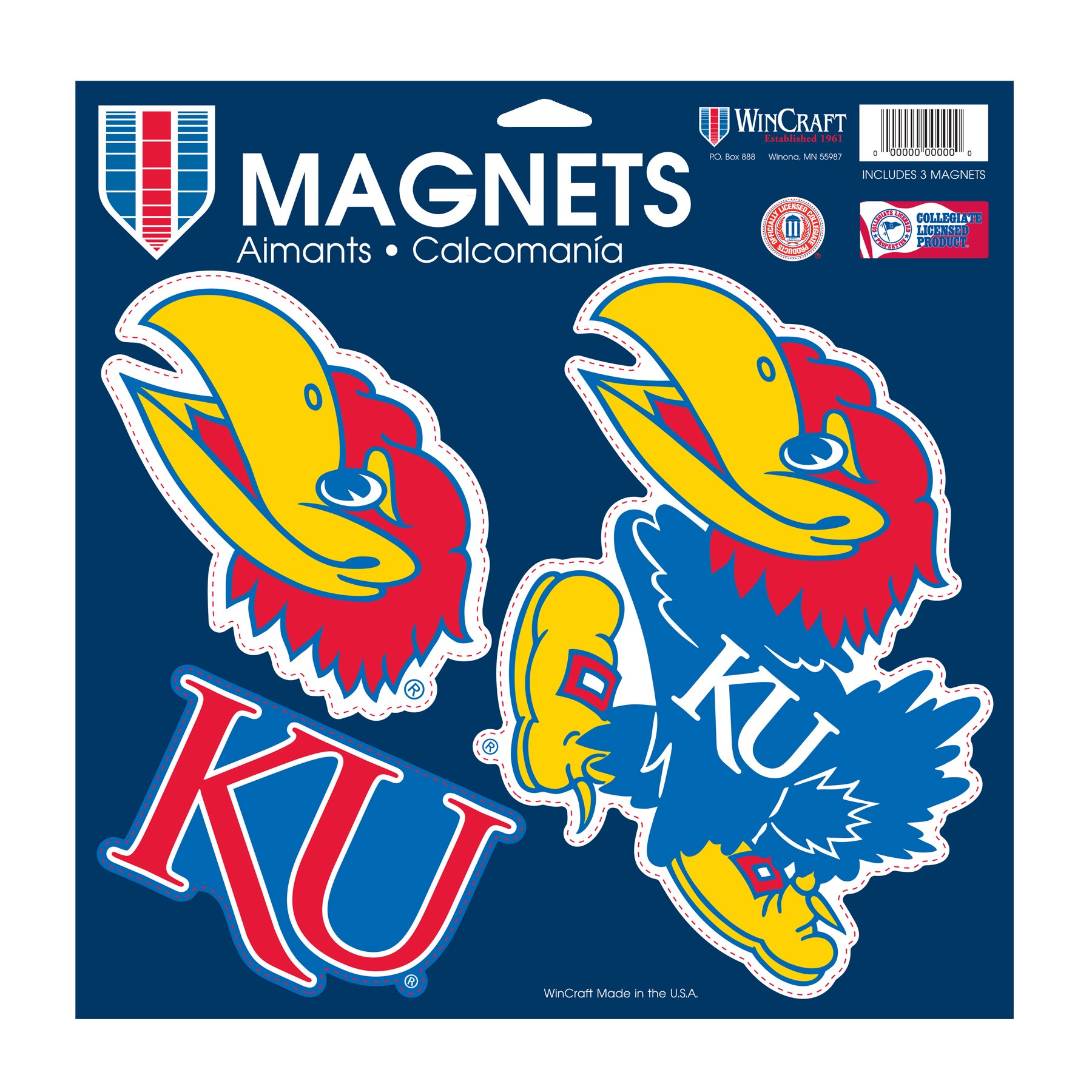 NCAA Kansas Jayhawks Car/Fan Magnet, Large/11 x 11-Inch, White