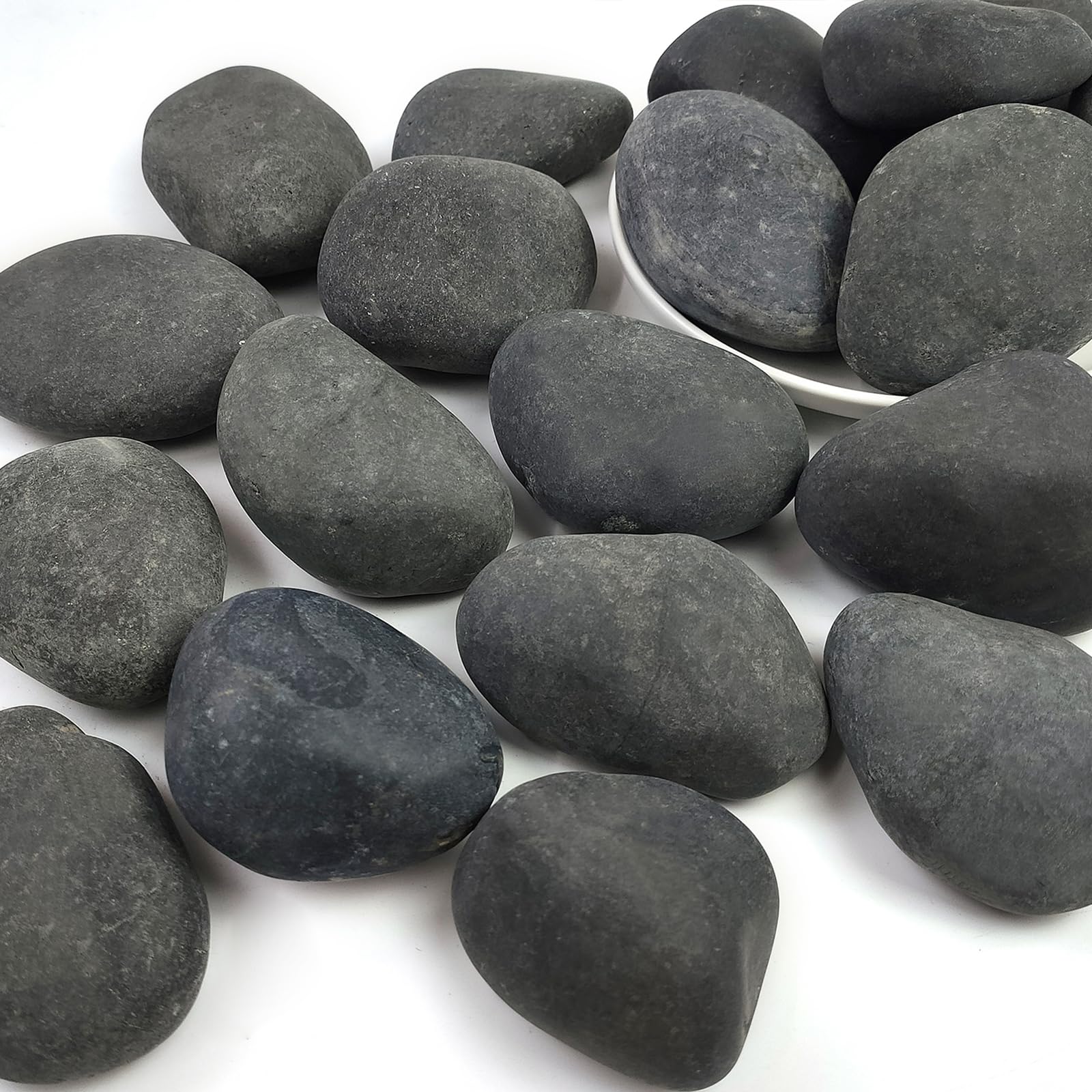 SHIZWU Pebbles, 50-80mm 9.1kg Decorative Stones for Plant Pots, Fish Tank, Driveway and Landscaping (Black)