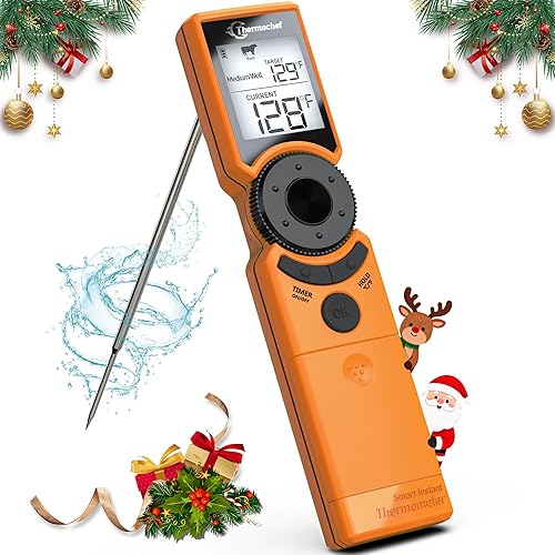 Termómetro digital de carne para parrilla, termómetros de alimentos de lectura instantánea para cocinar con guía de cocción de alimentos,