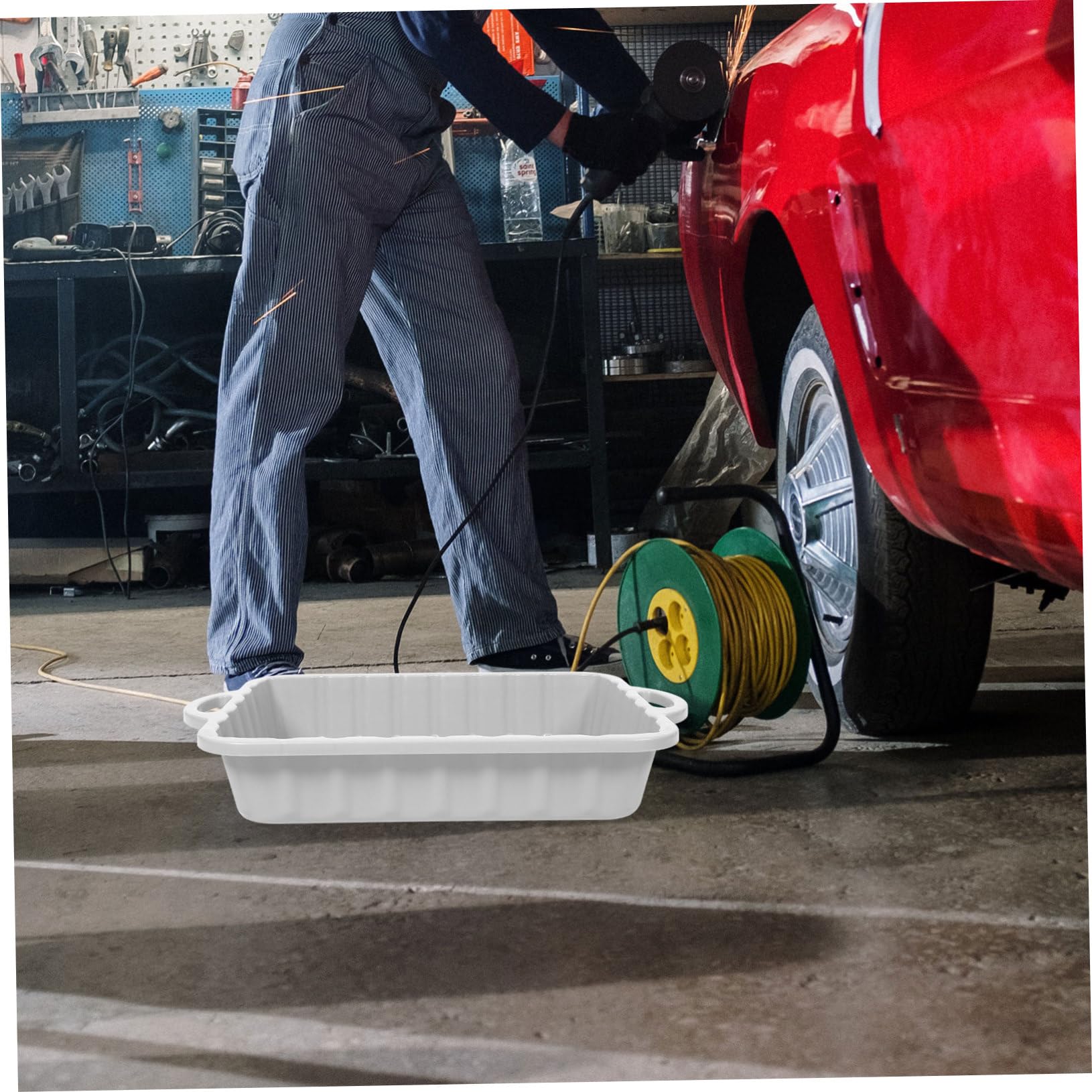 MAGICLULU Bac de Vidange Huile Moteur en Plastique Épais Grosse Capacité Empêche Les Déversements pour Réparation et Entretien Automobile