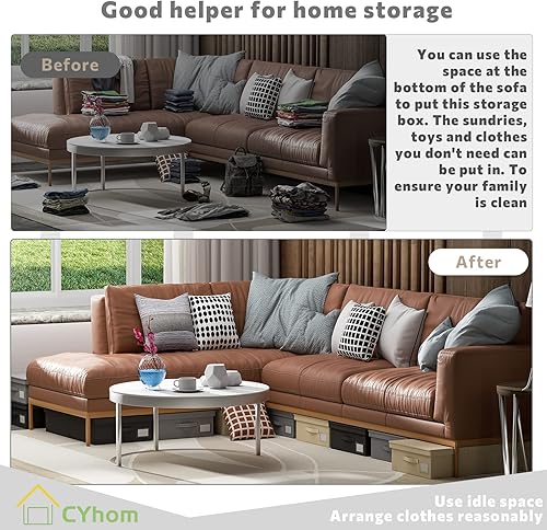 Miniatura 7 de Contenedores de almacenamiento debajo de la cama con tapas, paquete de 2 contenedores de almacenamiento plegables y apilables, organizador de