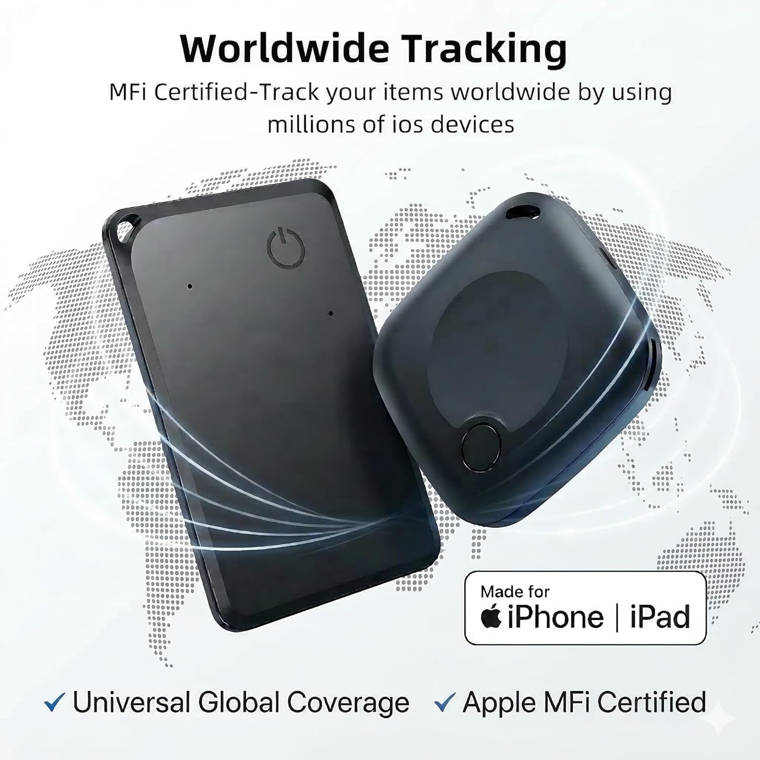 2 Pack Smart Tag Wallet Tracker Card [Apple MFi Certified] Work with Find My (IOS Only)Wireless Charging Worldwide Ultra Slim Air Tracking Card Bluetooth Key Finder for Kid Pet Bag Luggage Waterproof