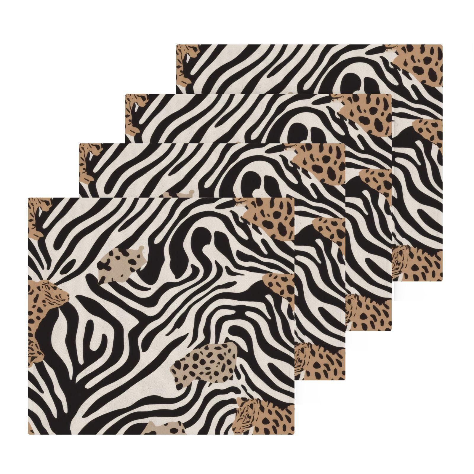 YANENDIE Leopard Print Texture Washcloths Towels, Highly Absorbent and Soft Cotton Face Cloths, 4 Pack Quick Dry Wash Cloths - 12 X 12 Inches