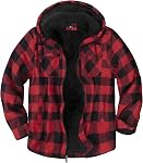 ZITY Men's Fleece Flannel Jacket Full Zip Plaid Lumberjack Sherpa Lined Hoodies Winter Warm Coat