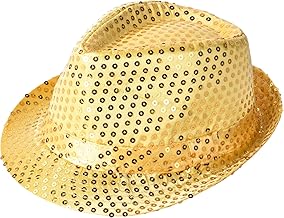 Aomig Cappello con Paillettes Unisex - Cilindro da Discoteca per Uomo, Jazz Fedora per Carnevale e Festa in Maschera