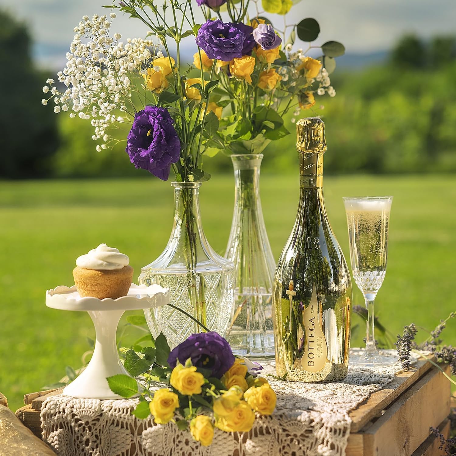Bottega Confezione Glamour Gold - 1 Gold Prosecco DOC 750ml & 2 Calici Riviera