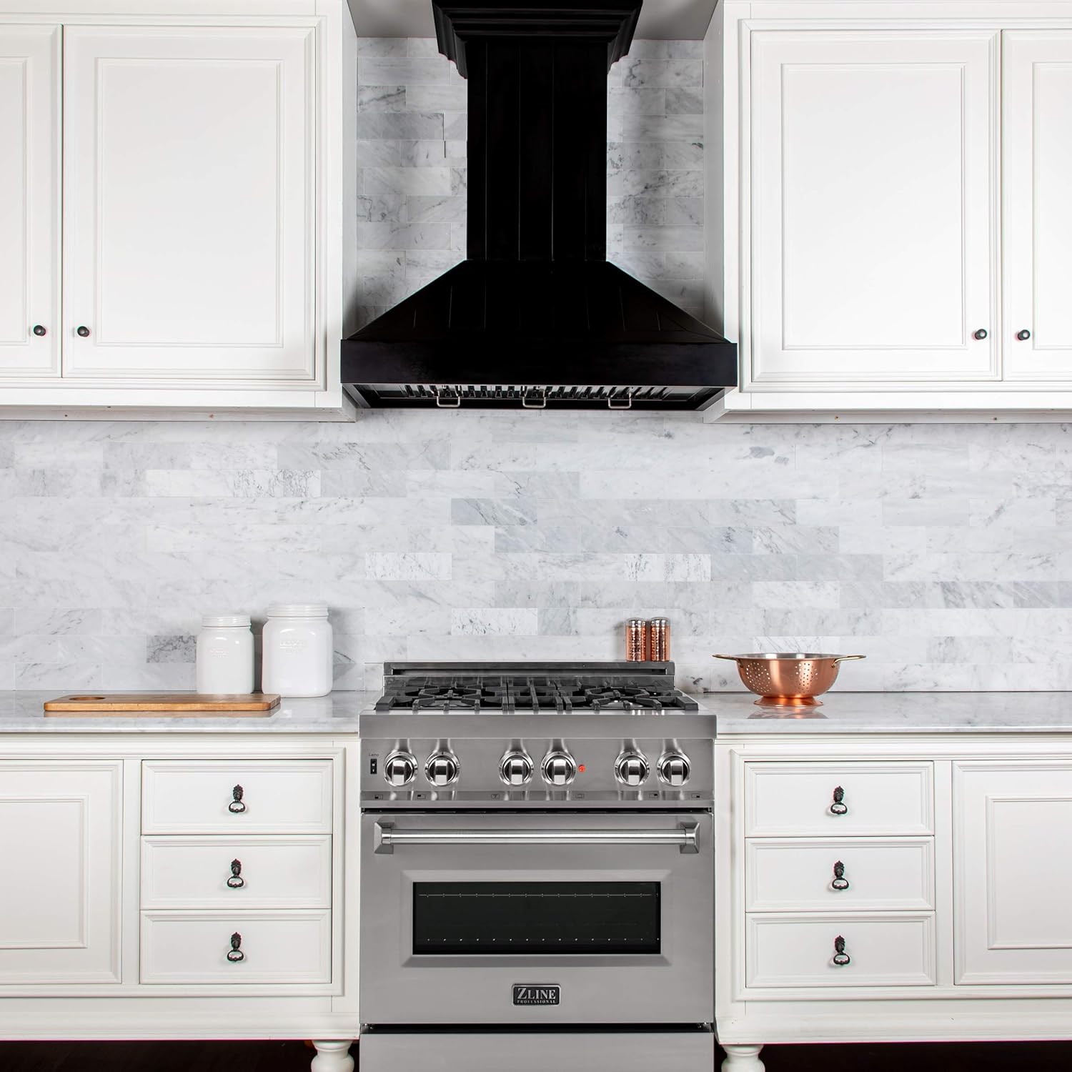 36" Black Pine and Stainless Steel Wall Mount Range Hood