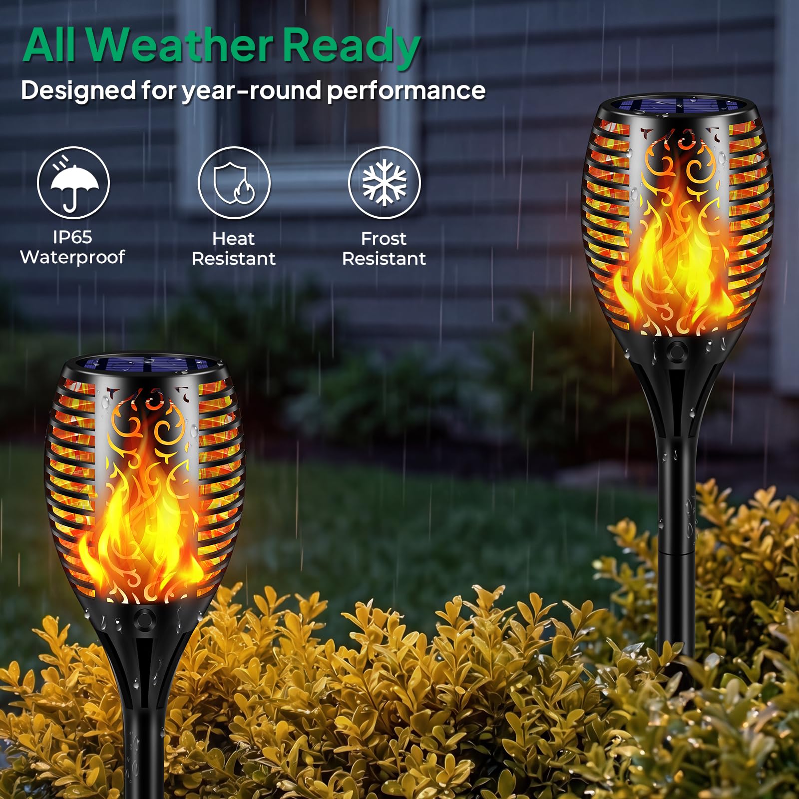 TomCare Solarleuchten für den Außenbereich, flackernde Flamme, solarbetriebene Wegelichter, Weihnachtsdekorationen für Garten, Terrasse, Hof, Landschaft, 6 Stück