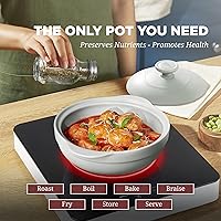 Vista 3 de MINH LONG - Horno holandés de porcelana de 1 cuarto de galón con tapa, sin plomo ni cadmio, apto para horno hasta 482 °F, retención de calor, olla