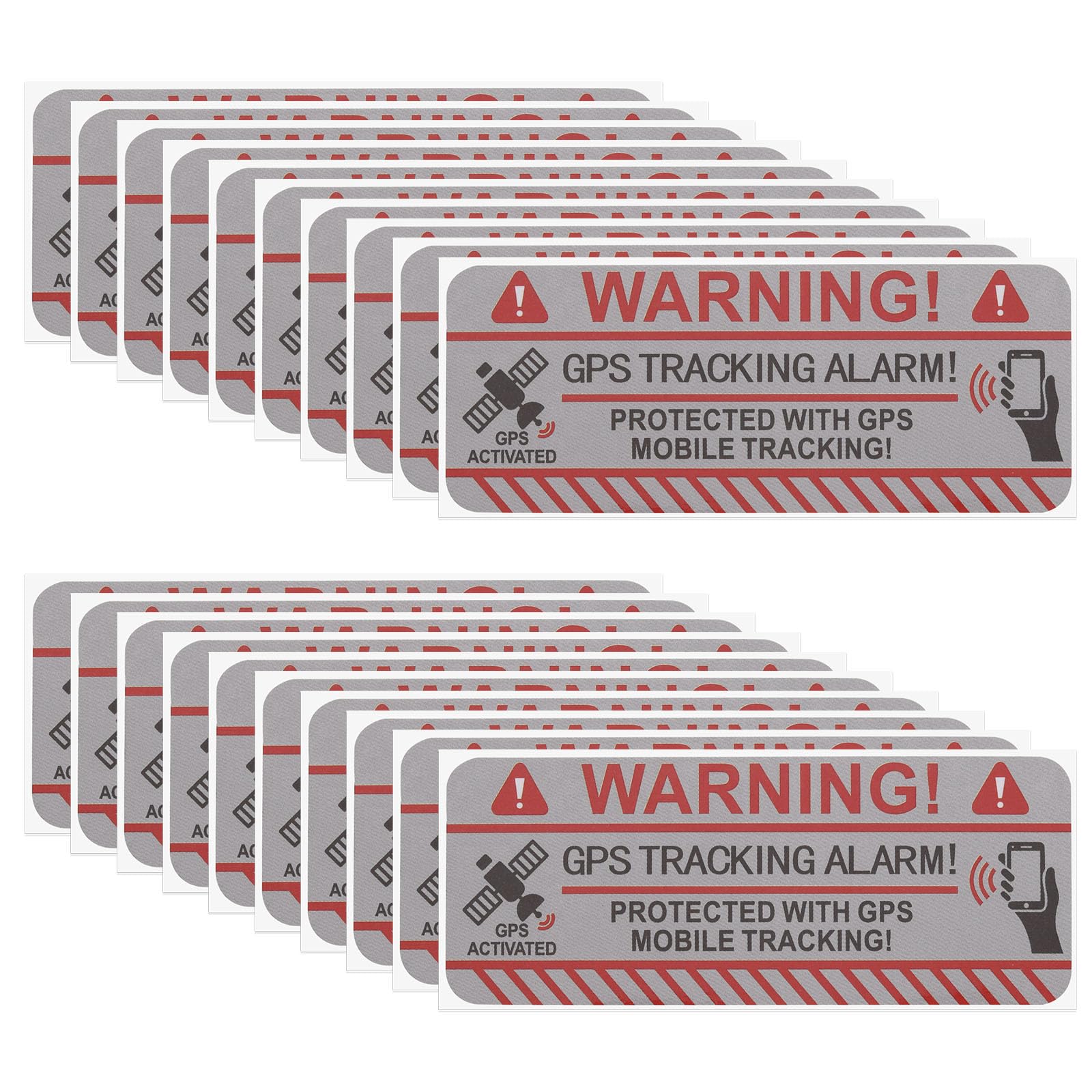 ECSiNG 20 Unidades GPS Tracking Alarm Etiqueta Engomada Pegatinas De Advertencia De Vinilo Autoadhesivas De 7,5 X 3 Cm, Pegatinas Adhesivas De Protección contra Robos (Rectángulo)