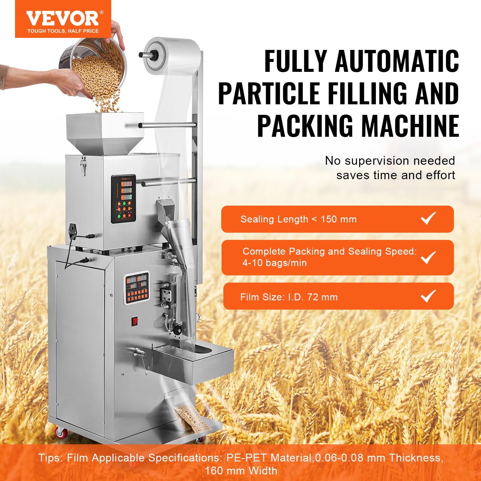 VEVOR Confezionatrice Automatica per Particelle, 1-100 g, Bustina Multifunzione per Riempire Ponderazione Bustine di Polvere, Riempitrice per Polvere per Semi di Tè Grani Farina Chicchi