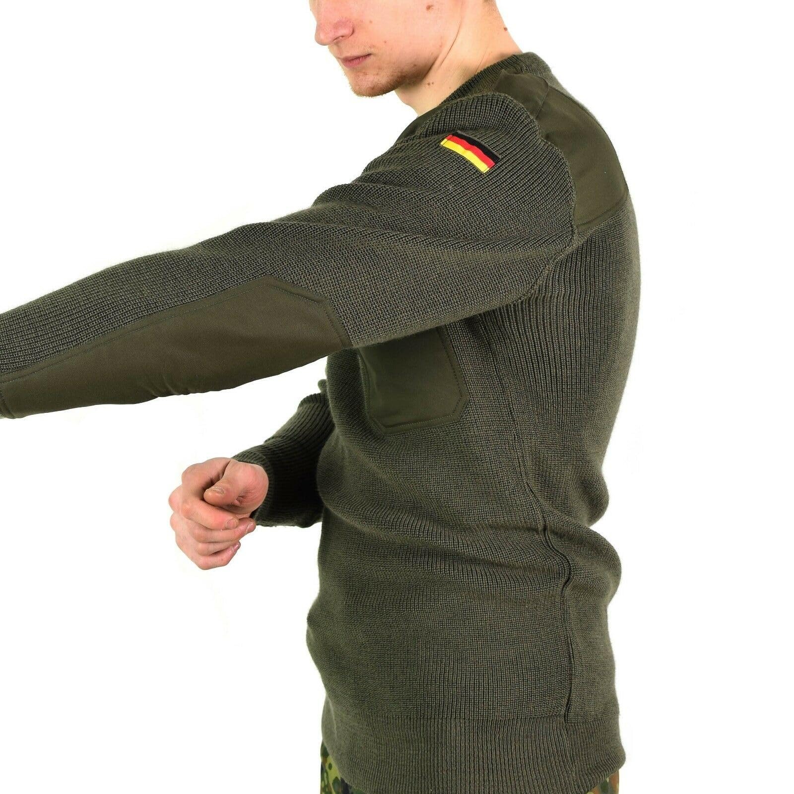 Militar Jersey de lana auténtica del ejército alemán Commando verde oliva