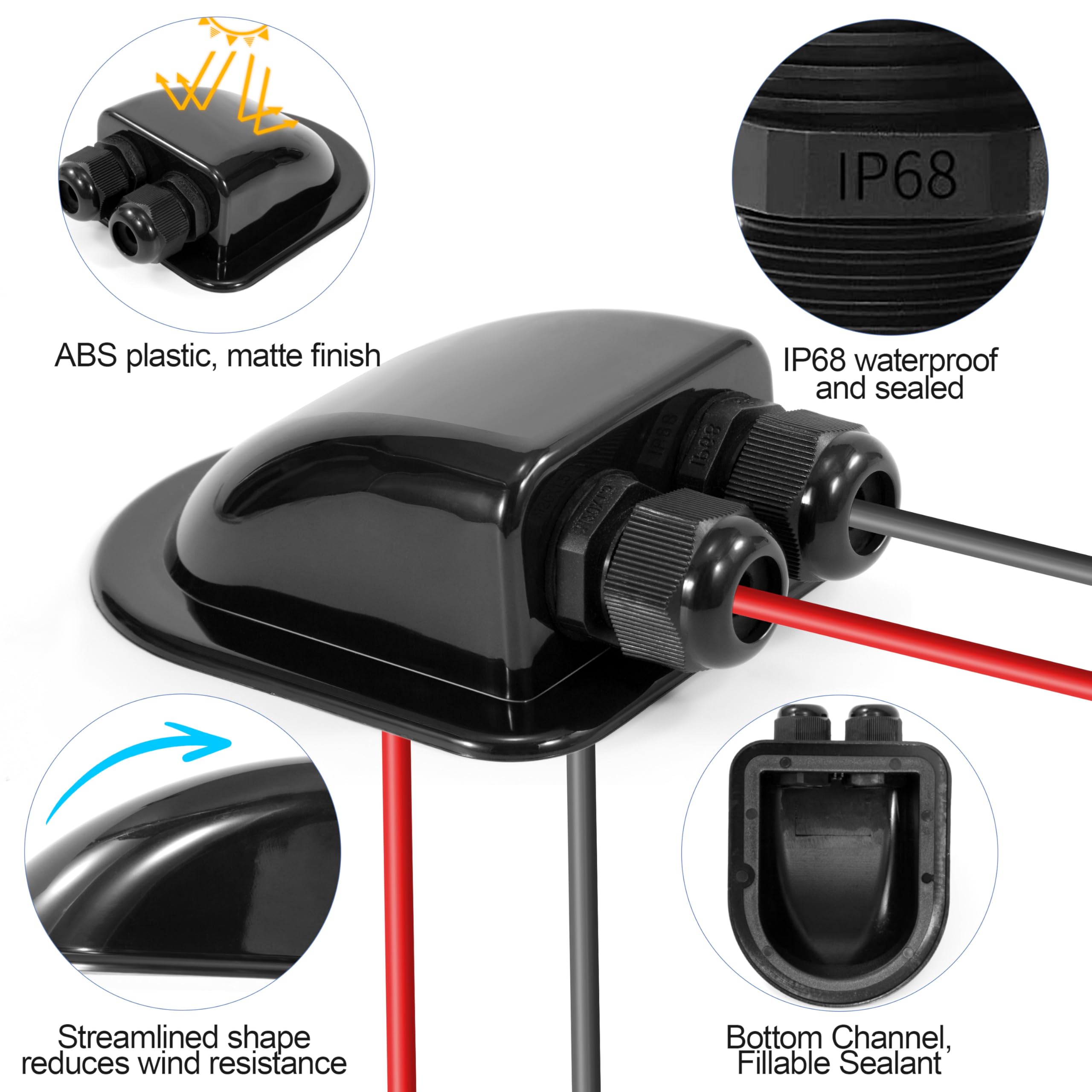 Kit Passacavo Impermeabile Per Tetto - Per Pannelli Solari Su Camper, Barca E Yacht, 4 Pezzi ABS - Foto 6