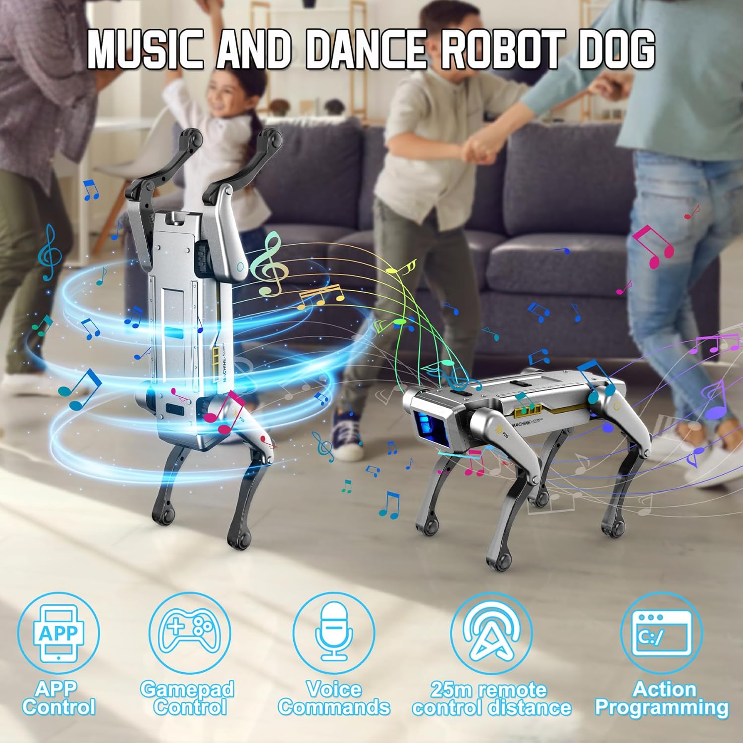 Smart Robot Dog for Kids, AI Programmable STEM Toy with 25+ Actions and Voice/Remote/App Control, Rechargeable Electronic Pet Gift for Boys & Girls Ages 6+(iOS & Android (Grey)