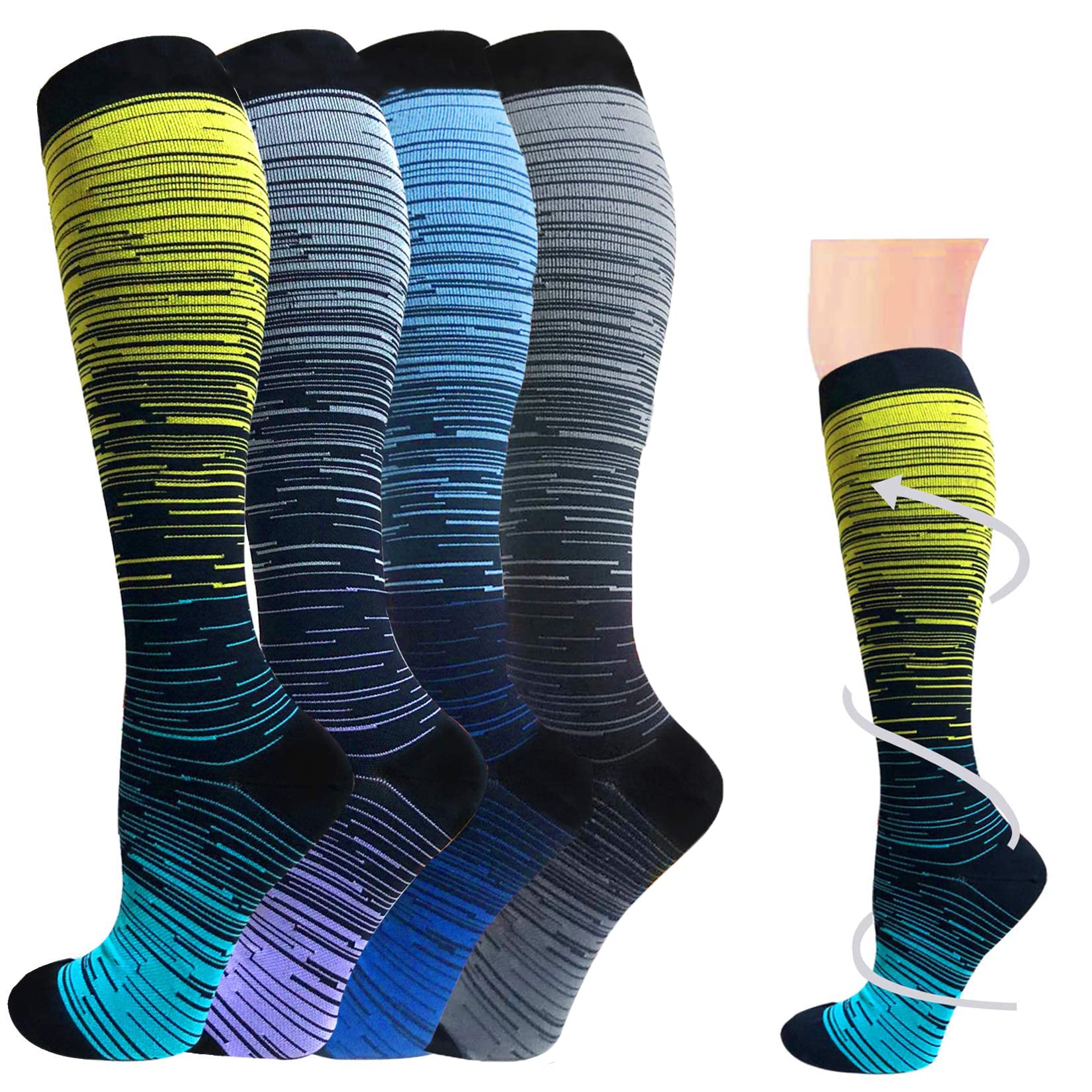 Sweet sevenGraduated Compression Socks (2 Pairs) - 20-30 mmHg Support for Men & Women - Enhance Circulation for Cycling and Running - Stay Active with Compression Stockings!