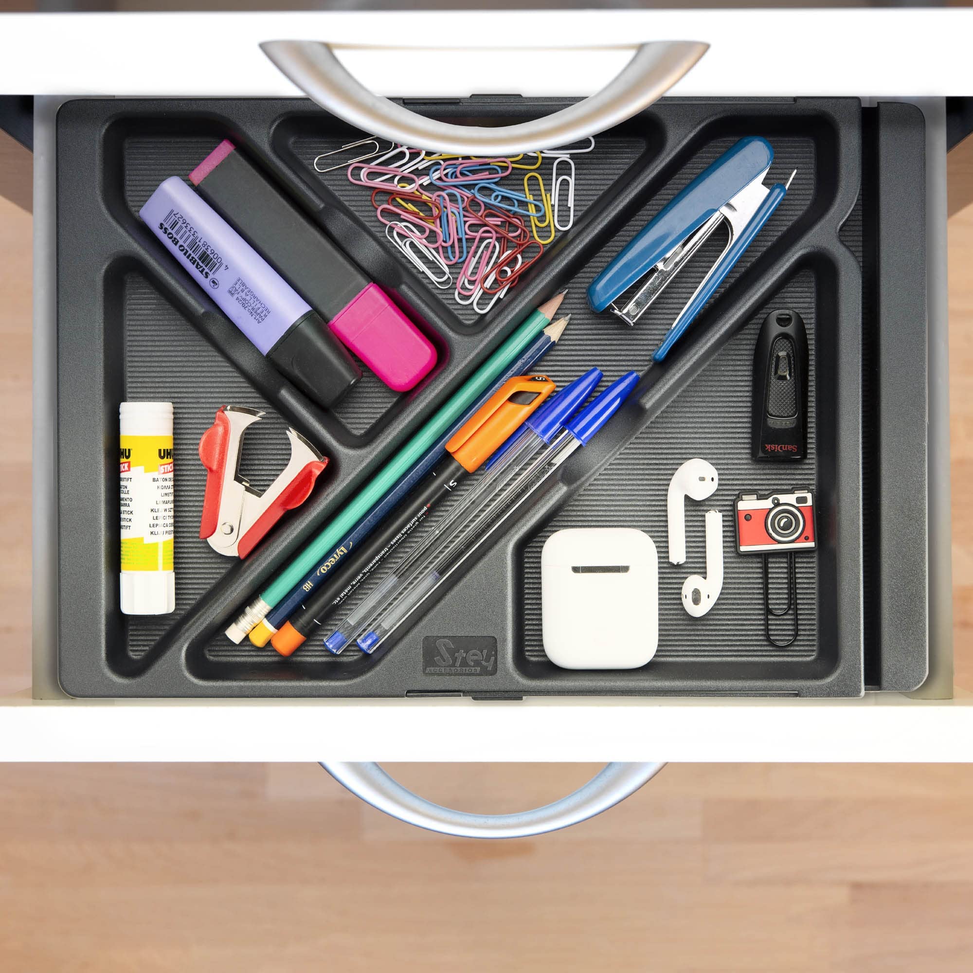 Extendable Tray for Office Desk Drawer, Made of Recycled Plastic, 32.8, 45.2 x 22.5 x 2.5 cm, Fits any Size Drawer, Black - Image 3