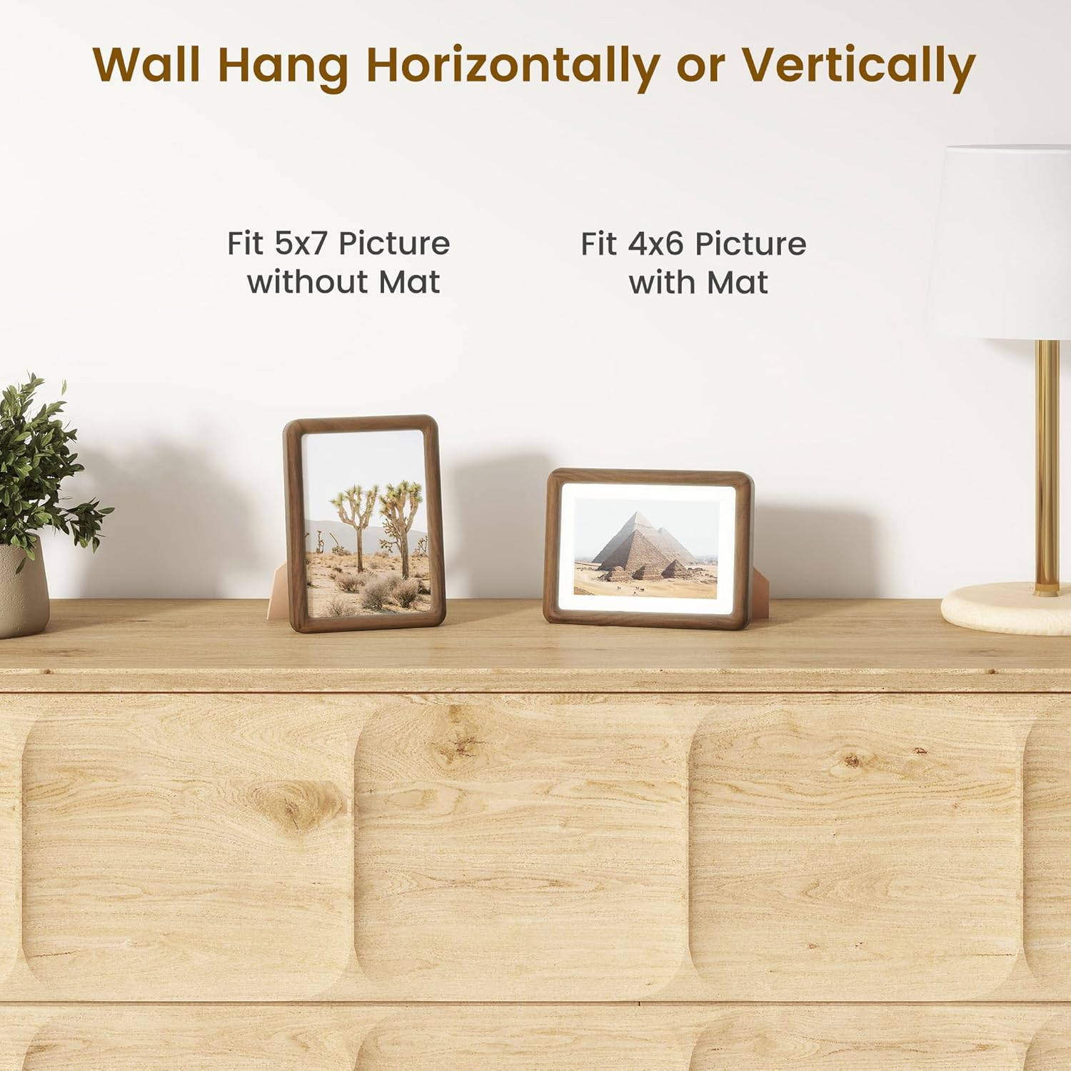Acovy 5x7 Picture Frame, Natural Solid Walnut Wood Photo Collage Frame with HD Tempered Glass, Rounded Corner Wooden Frame 5 x 7 Matted to 4x6, Gallery Wall Frames for Art, Wall or Tabletop Display