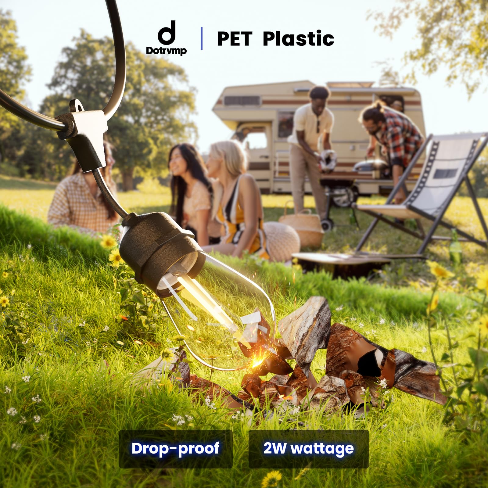 Dotrvmp S14 String Lights Main Powered 48FT 2W LED Outdoor Festoon Lights IP65 Waterproof Connectable Shatterproof - Image 3