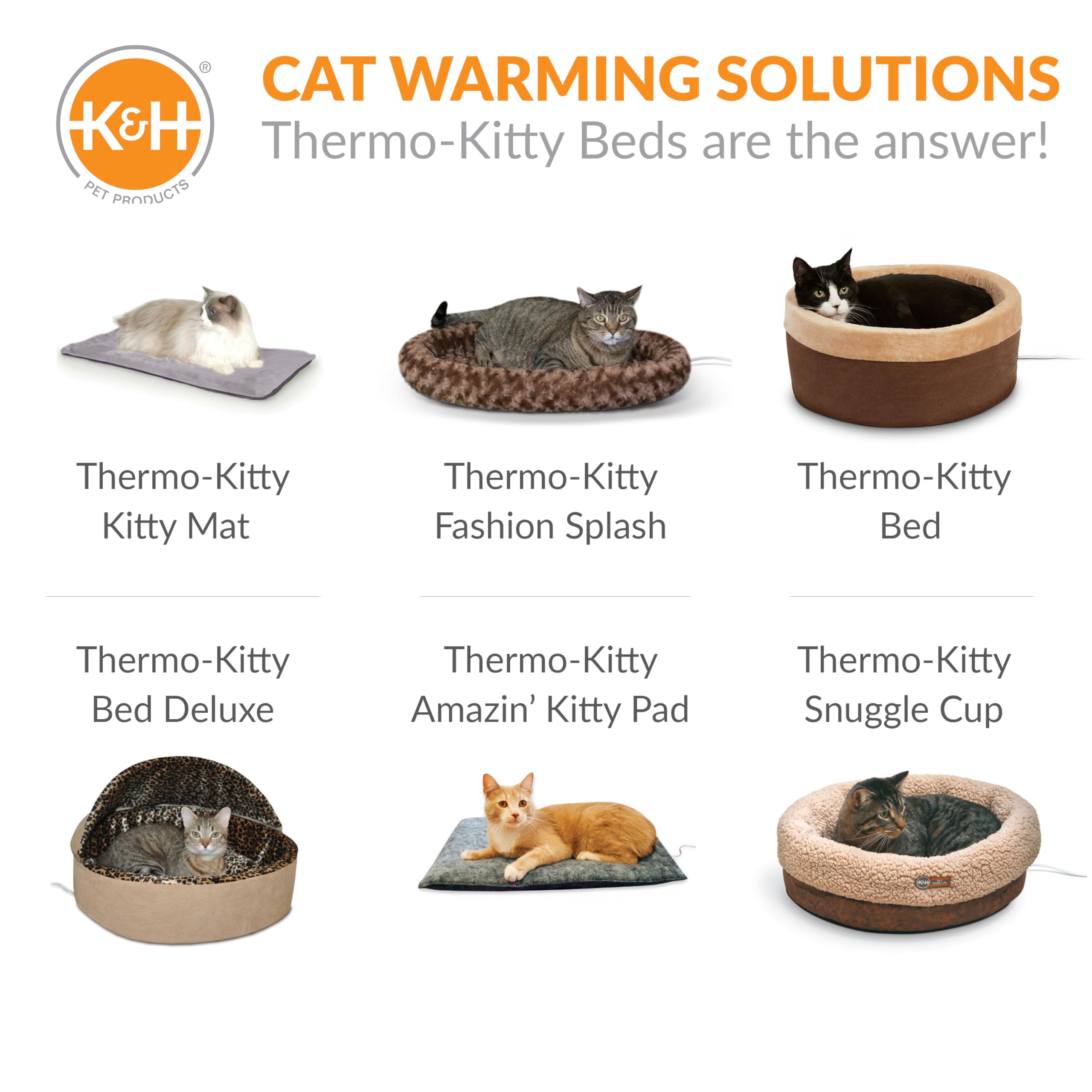 K&H PET PRODUCTS Thermo-Kitty Katzenbett, beheizbar, klein, 40,6 cm, Mokka/Hellbraun