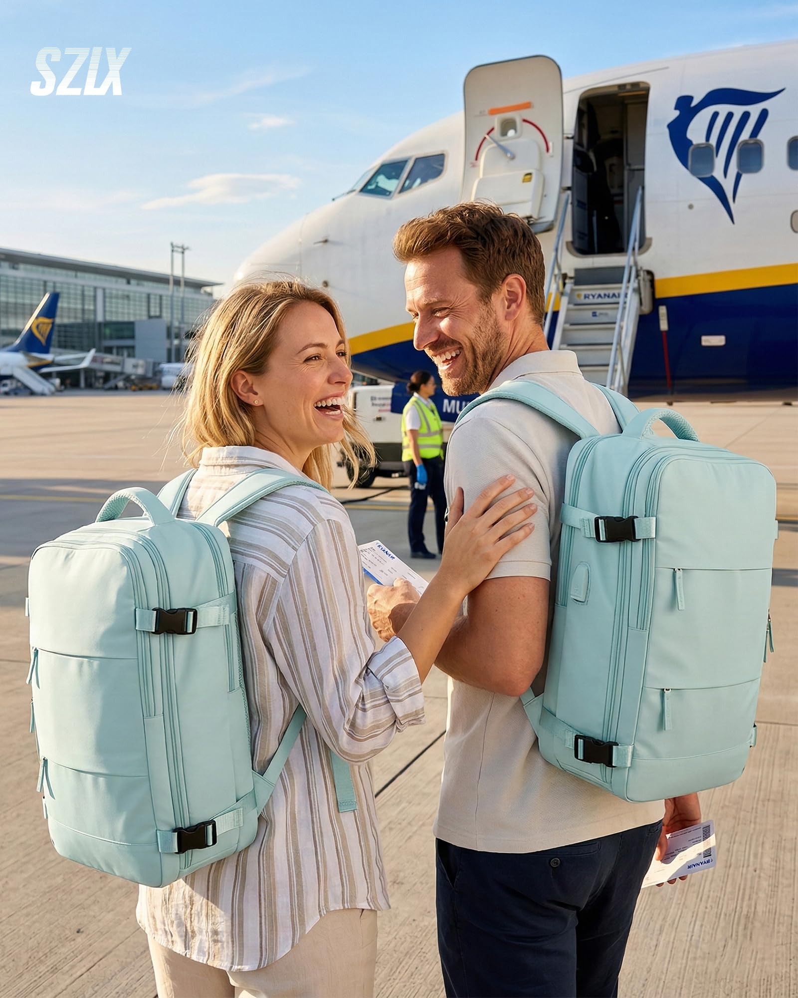 SZLX Plecak Próżniowy Bagaż Podręczny Dla Kobiet, Plecak Z Poduszką i Systemem Próżniowym Do Podróży, Plecak Podróżny Ryanair W Rozmiarze Kabinowym Z Pompką, Wodoodporna Walizka Próżniowa Dla Mężczyzn