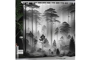 Foggy Woodland Black and White Shower Curtain