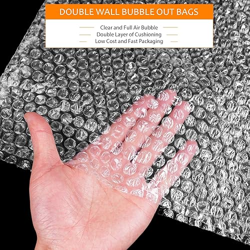 Miniatura 3 de 20 bolsas de burbujas de 16 x 20 pulgadas, bolsas de burbujas transparentes, doble pared a prueba de golpes, amortiguación de burbujas para mudanza,