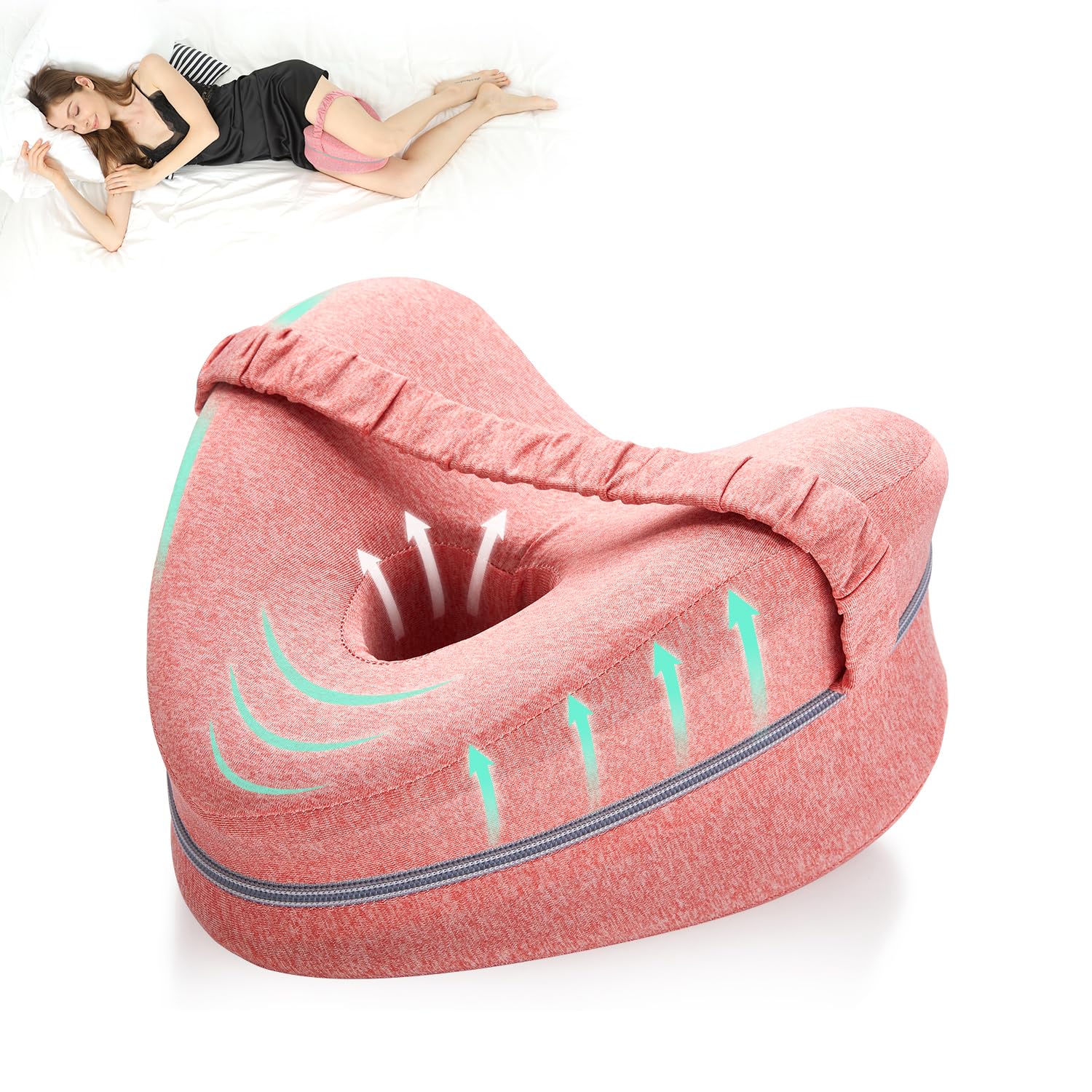 BEAUTRIP Leg Pillow | Ergonomic Side Sleeping Pillows | Memory Foam Knee Pillow with Strap for Side Sleeper | Leg Support Cushion with Removable and Washable Cover