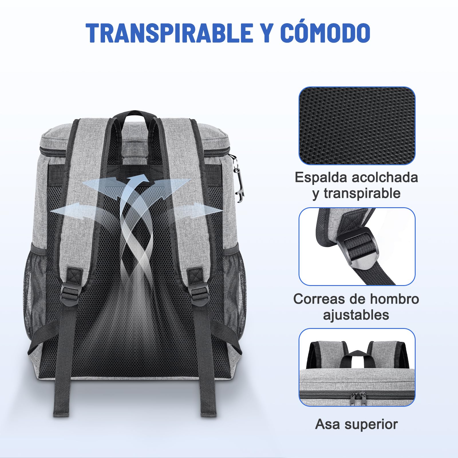 Mochila Nevera Isotermica Neveras Portatil 33L Gran Capacidad Bolsa Térmica, Mochilas Termica Porta Alimentos Cestas Impermeable Portatil para Playa, Picnic, Viaje, Camping, Barbacoa