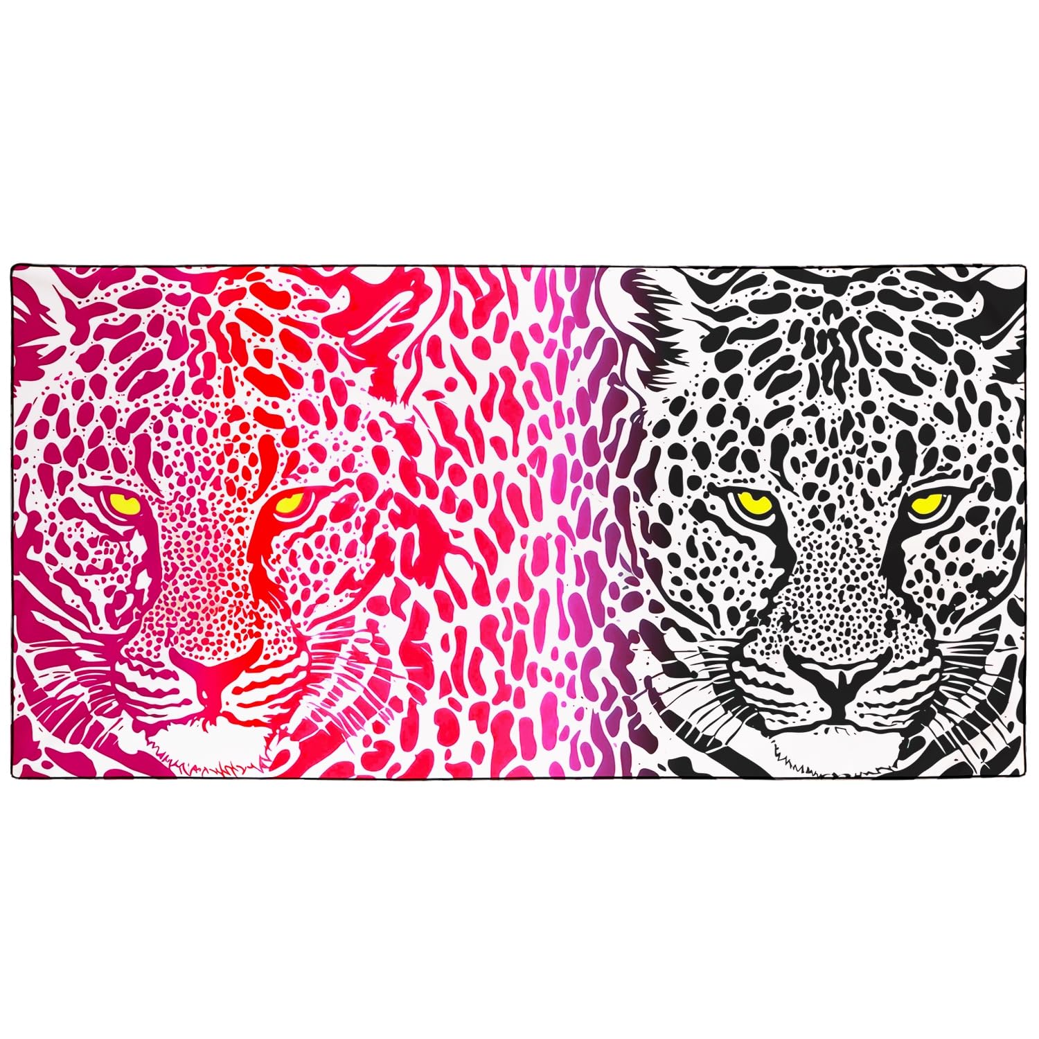 Violetpos Pink & Black Dual Leopard Beach Towel, Extra Large 180x90 cm 250GSM Microfibre, Sand Free Quick Dry, Ideal Vacation Gifts with Carry Bag for Pool Cruise Camping โ image 1